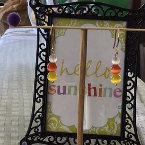 Larger Glass Beaded Candy Corn Earrings!